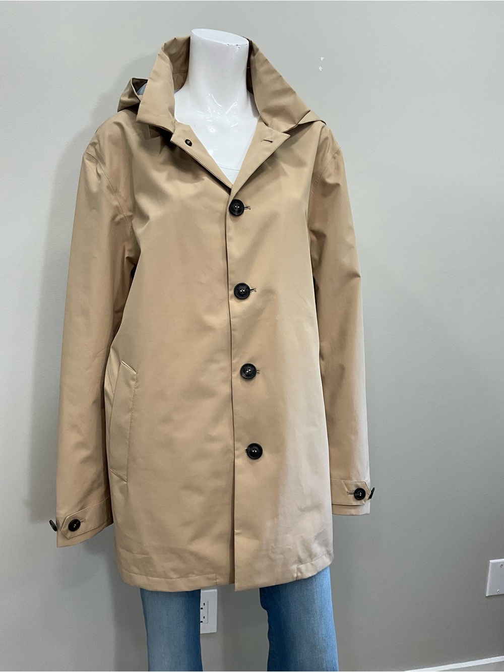 SAVE THE DUCK April Rain Jacket Beige Hooded Trench Coat Waterproof 2X